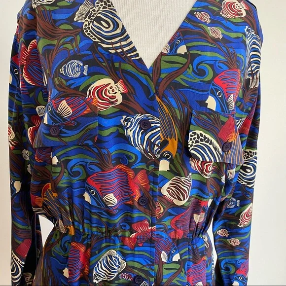Vintage 90s Gillian tropical fish print dress - Picture 9 of 11